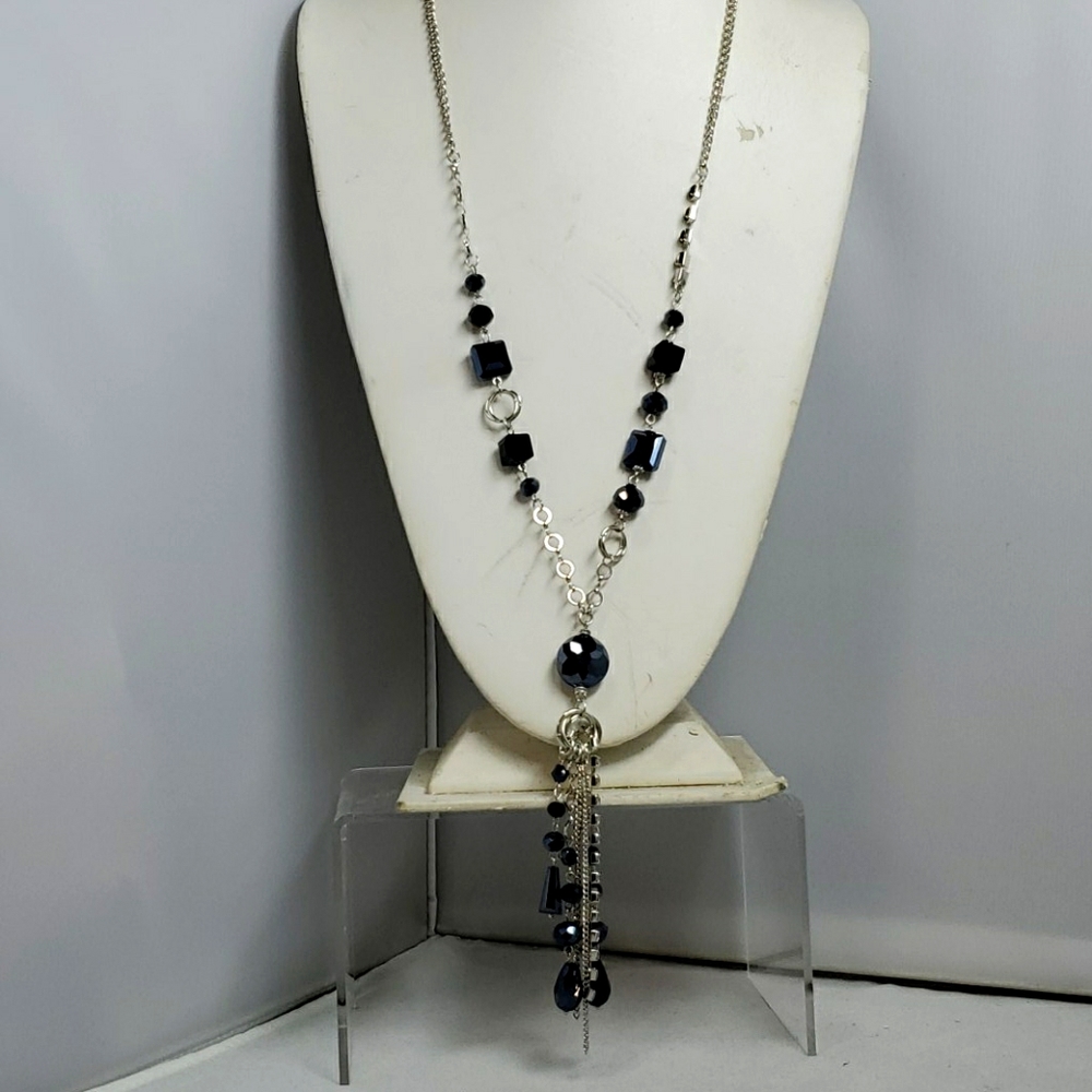 I.N.C.  silver hematite chain necklace with rhinestone